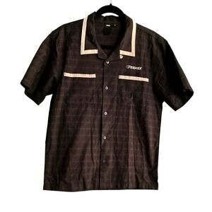 $99 NEW Former Marilyn Wire SS shirt black white trim mens size Small camp shirt